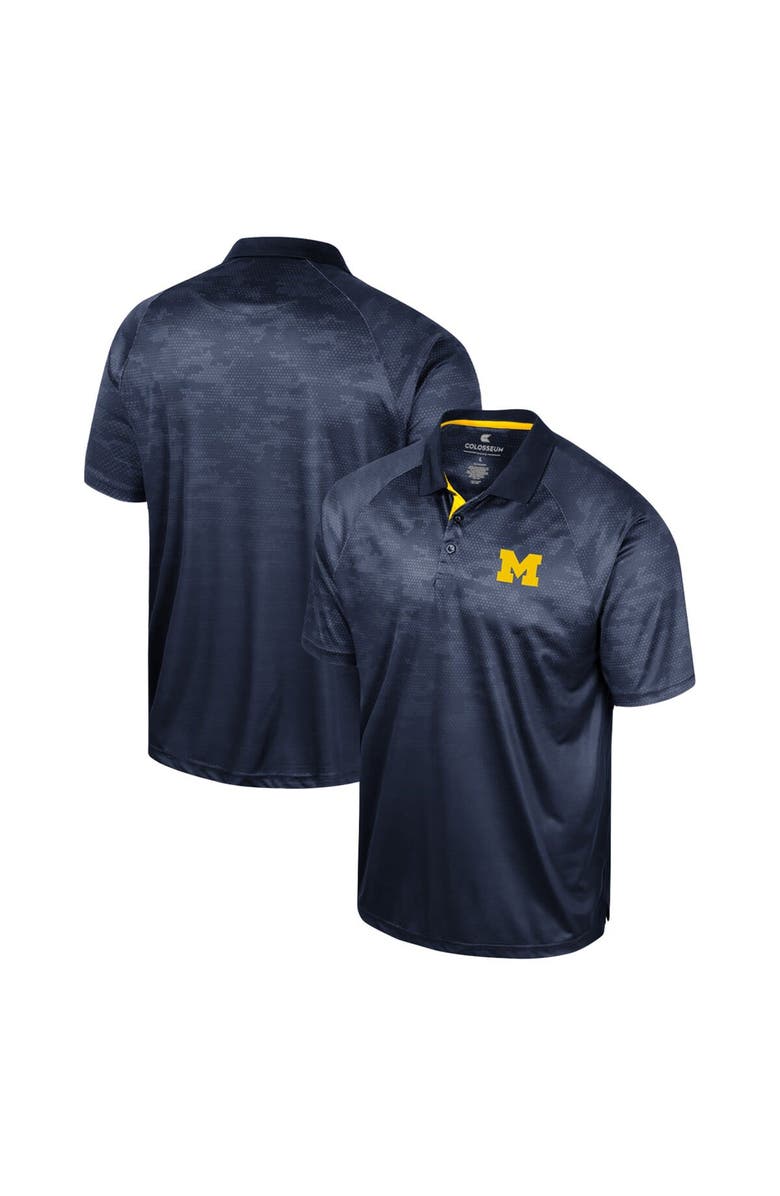 COLOSSEUM Men's Colosseum Navy Michigan Wolverines Honeycomb Raglan Polo, Alternate, color,