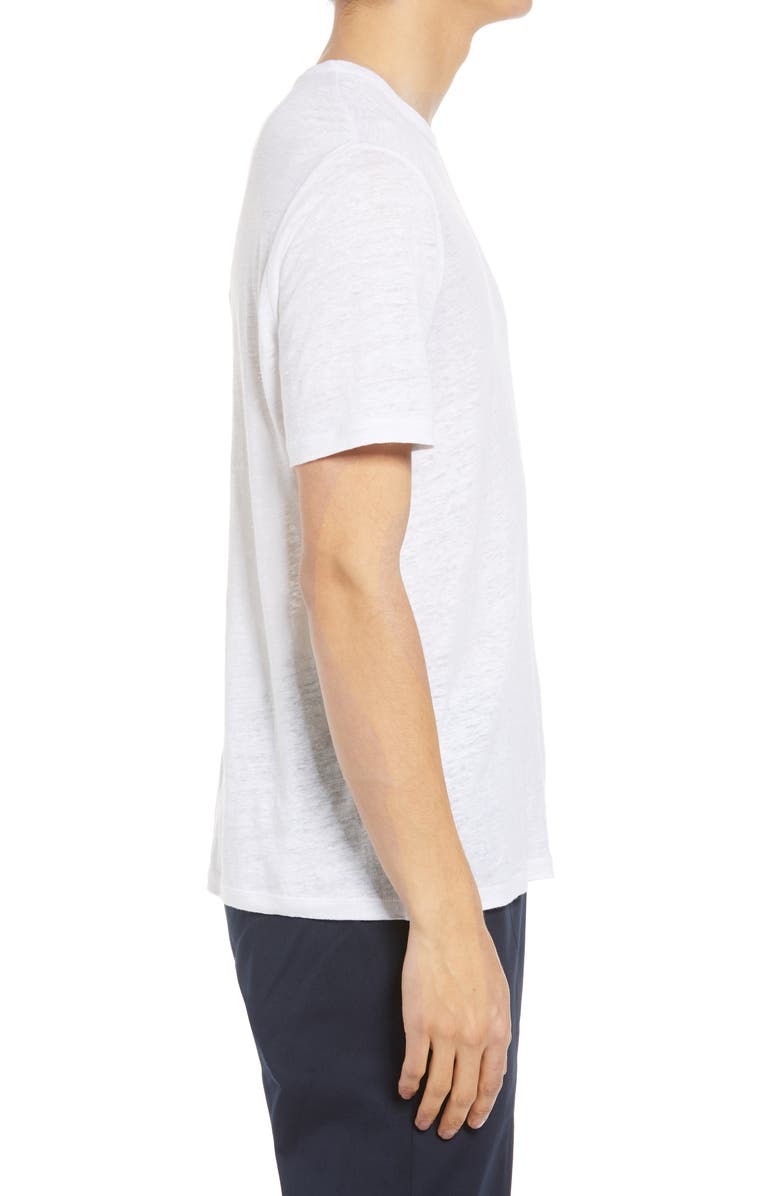 Vince Crewneck Linen T-Shirt, Alternate, color, Optic White