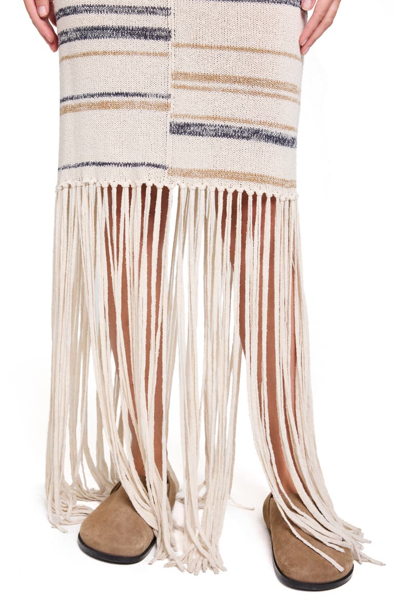 Fringe Sleeveless Dress, Alternate, color, IVORY MULTI