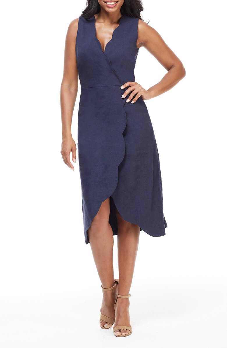 Maggy London Rochelle Linen Blend Midi Dress, Alternate, color, 