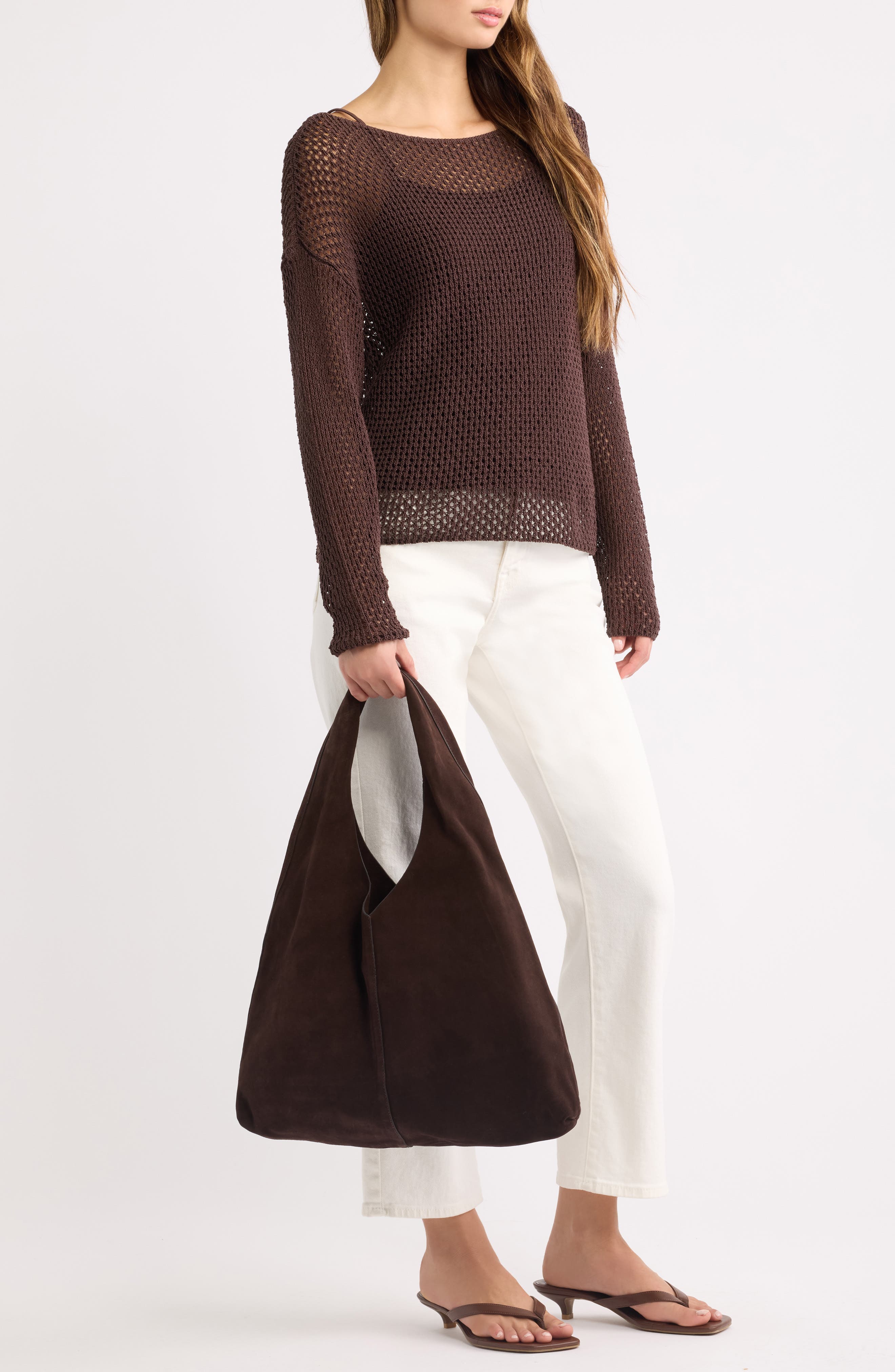 Joel Suede Shoulder Bag, Alternate, color, CHOCOLATE