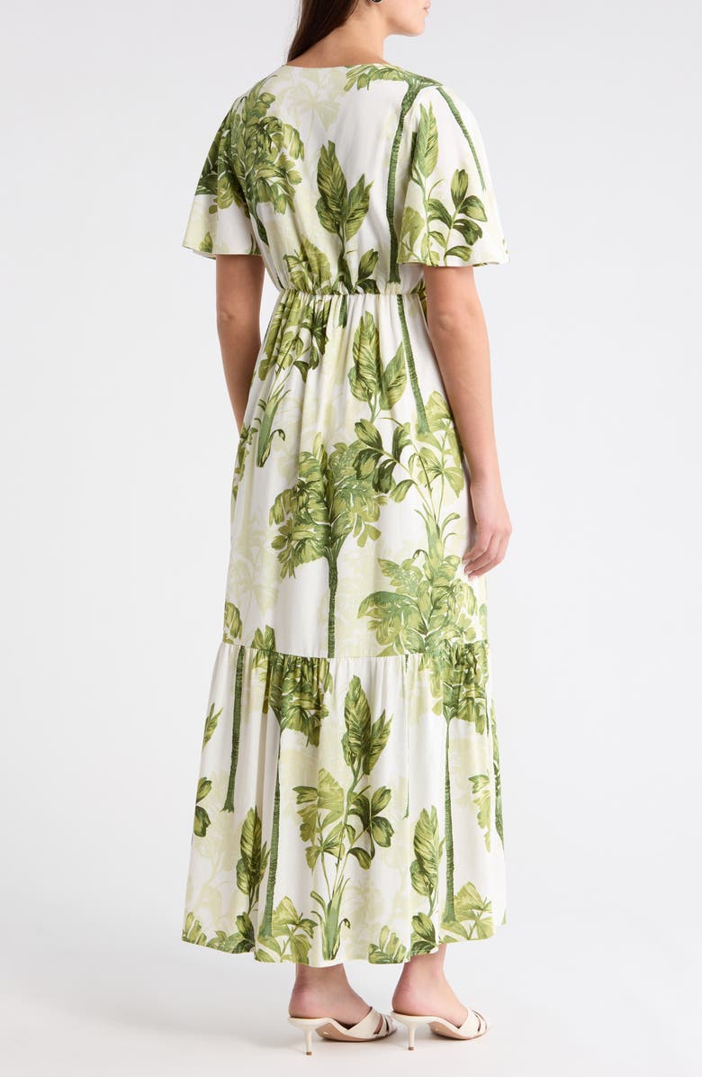 SUGARLIPS Floral Flutter Sleeve Dress, Alternate, color, Cream-Green