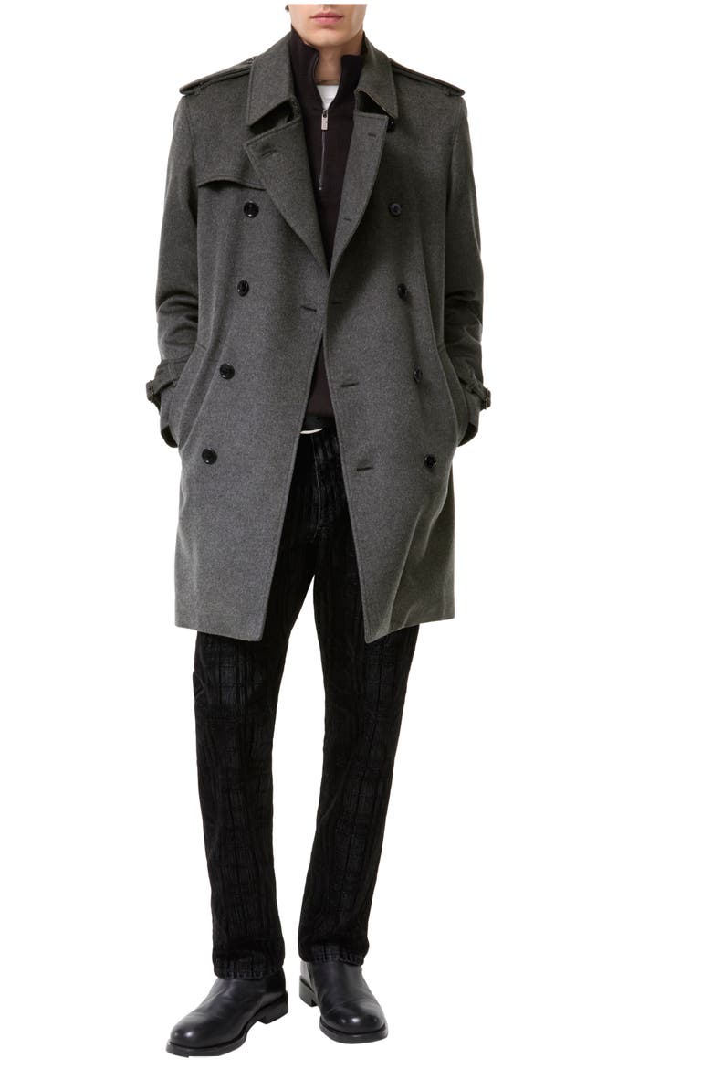 Mid-length Cashmere Hastings Trench Coat, Main, color, Grey melange