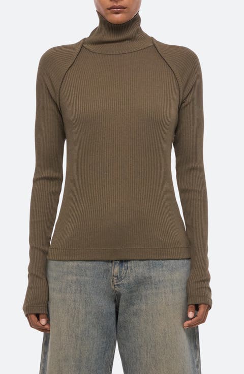 Layered Rib Turtleneck Top