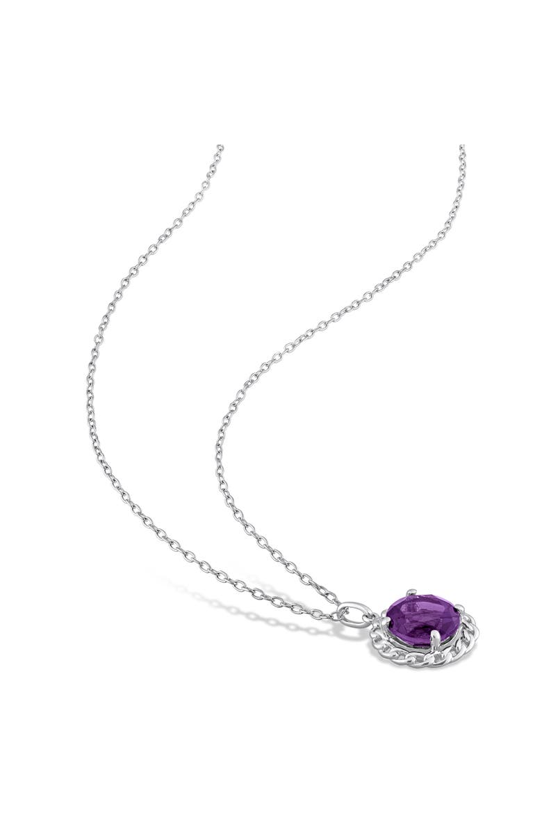 Julianna B. Amethyst Halo Link Pendant Necklace Sterling Silver, Alternate, color, Amethyst