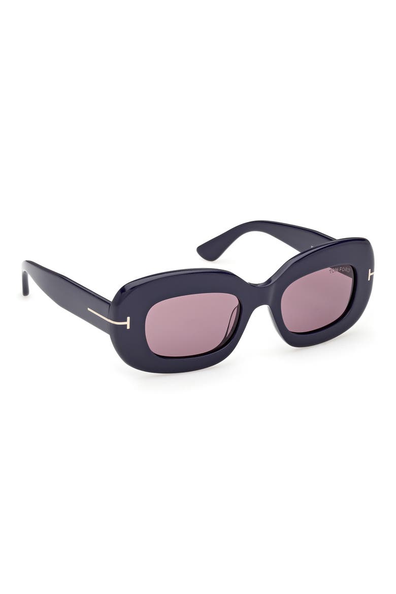 Islay 50mm Small Rectangular Sunglasses, Alternate, color, SHINY NAVY BLUE / PINK LENS