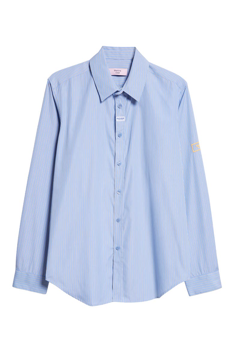Classic Logo Pinstripe Button-Up Shirt, Alternate, color, BLUE-WHITE STRIPE