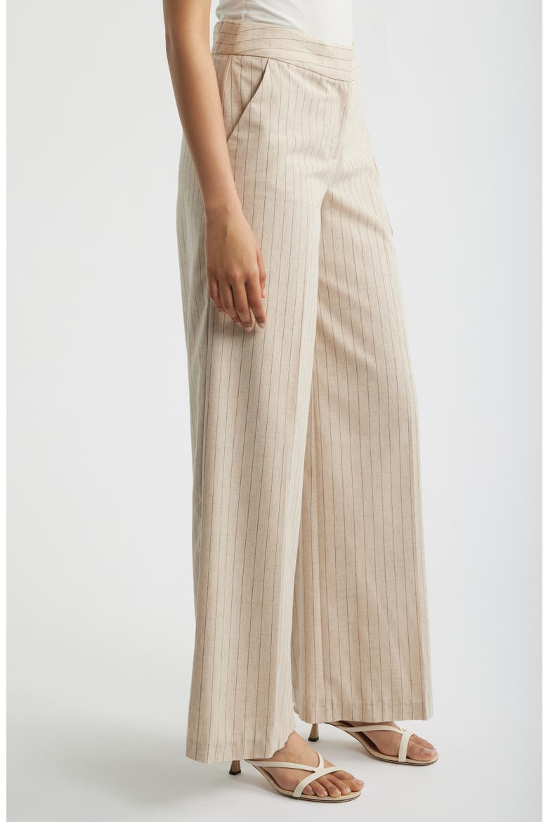 Pinstripe Wide Leg Pants, Alternate, color, DUNE ESPRESSO