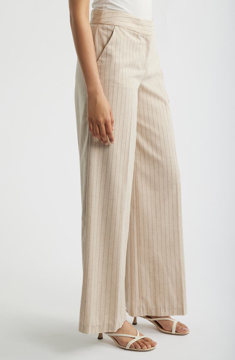 Tahari ASL Pinstripe Wide Leg Pants, Alternate, color, Dune Espresso