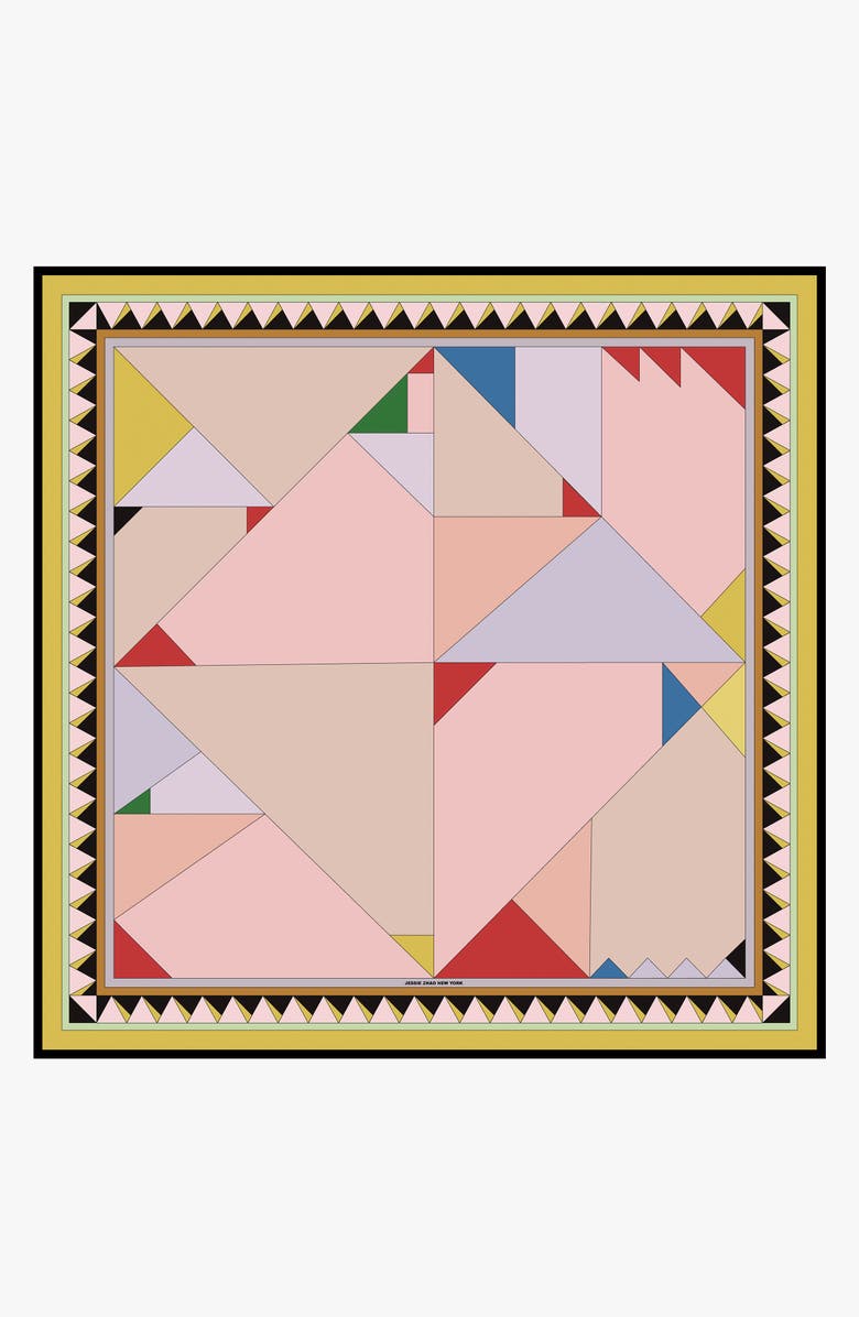 Jessie Zhao New York Double Sided Wool Silk Scarf In Color Recombination, Main, color, Pink