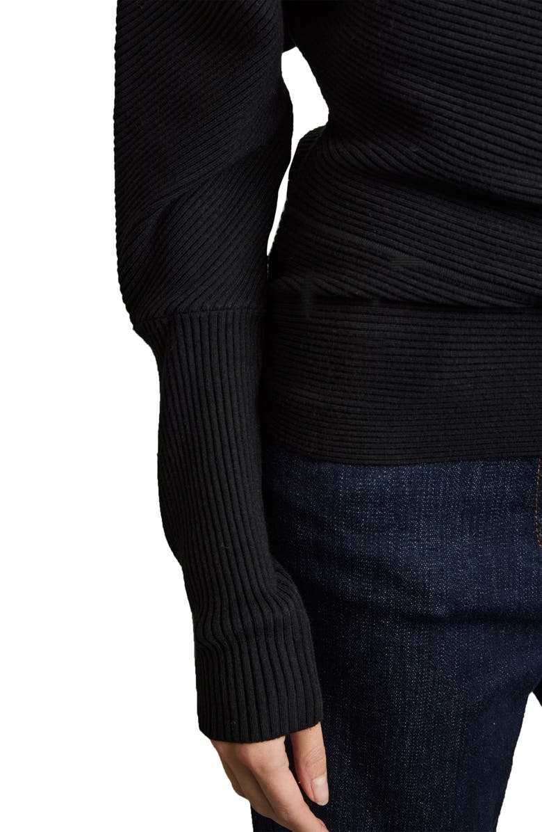 Reiss Lorna Off the Shoulder Rib Sweater, Alternate, color, Black