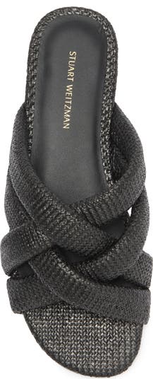 Crossover Raffia Slide Sandal