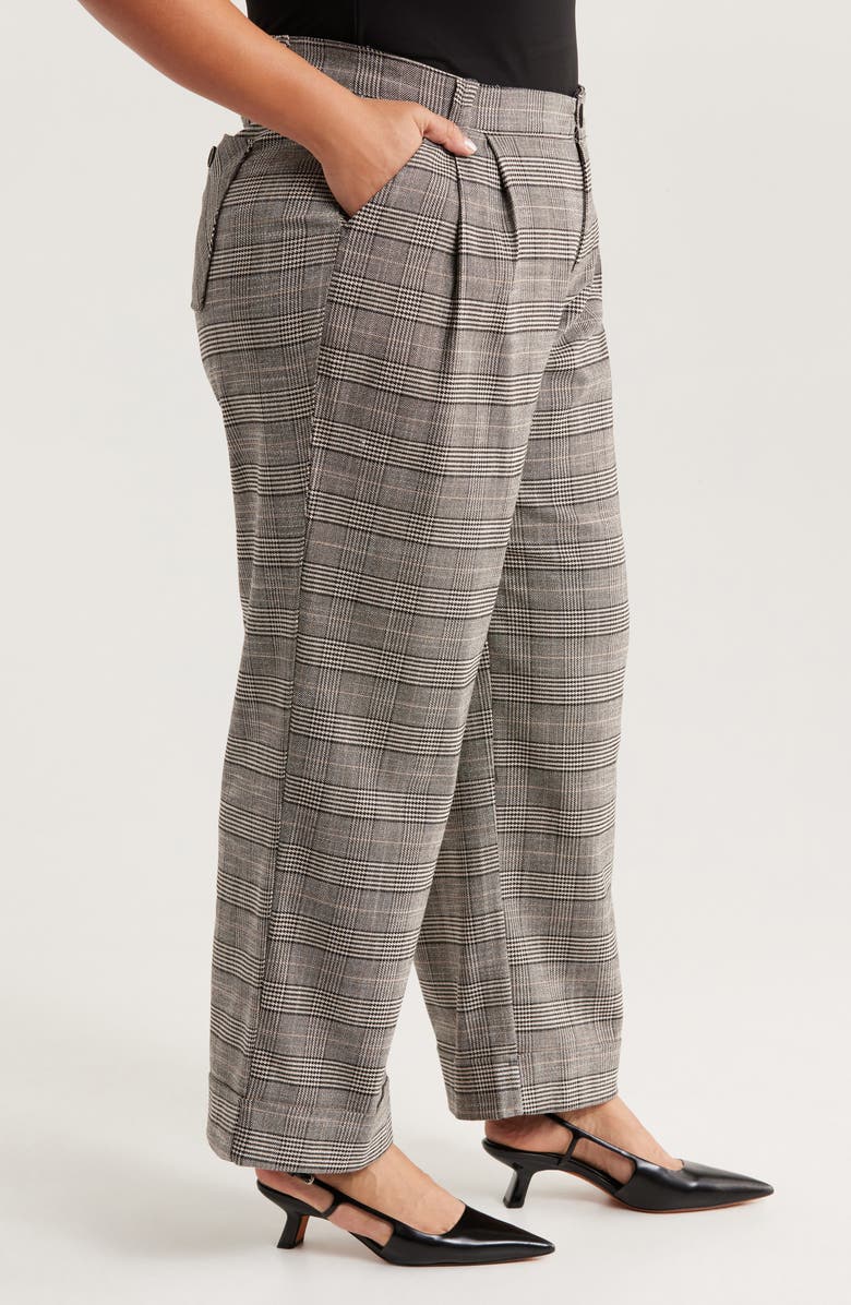 Wit & Wisdom Skyrise Glen Plaid Pleated Wide Leg Trousers, Alternate, color, Birch Black Multi