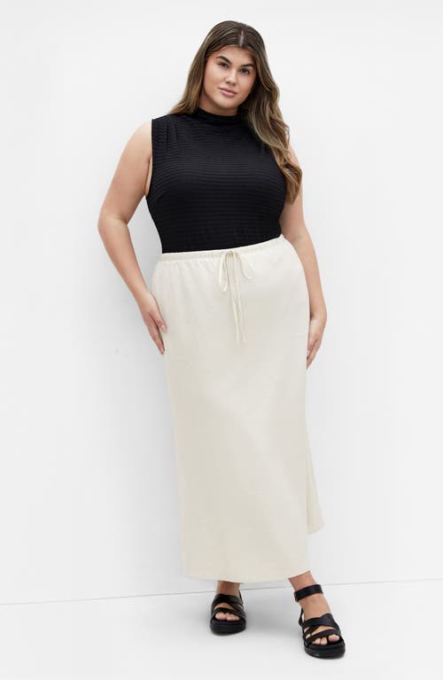 City Chic Vivien Linen Blend Drawstring Skirt In Cream