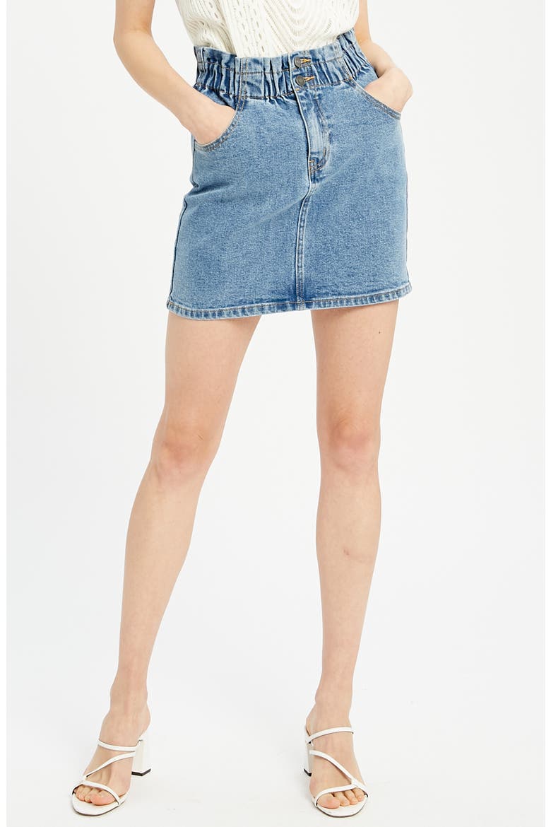 Shirred Waist Denim Skirt, Main, color, DENIM