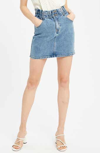 WISHLIST Shirred Waist Denim Skirt