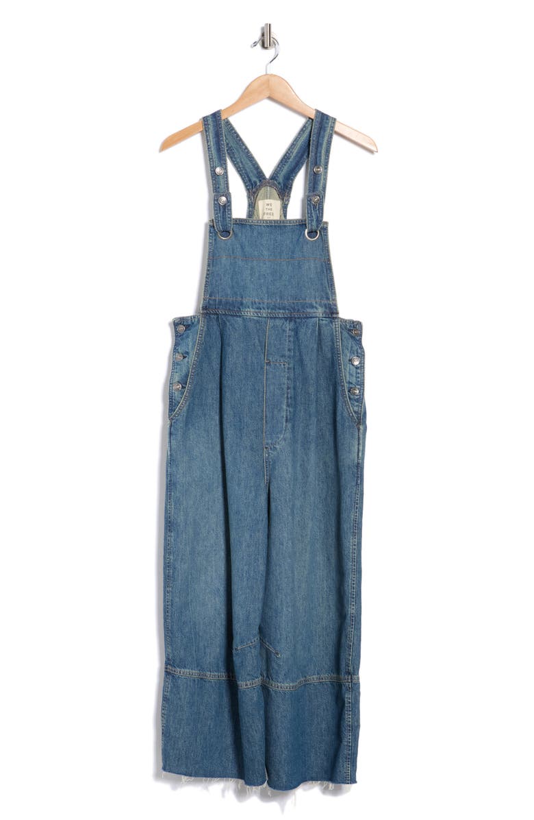Free People Rambler Denim Overalls, Main, color, Navy