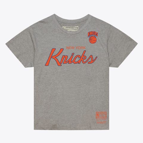 Men's Mitchell & Ness Heather Gray New York Knicks Vintage Wordmark Boxy T-Shirt