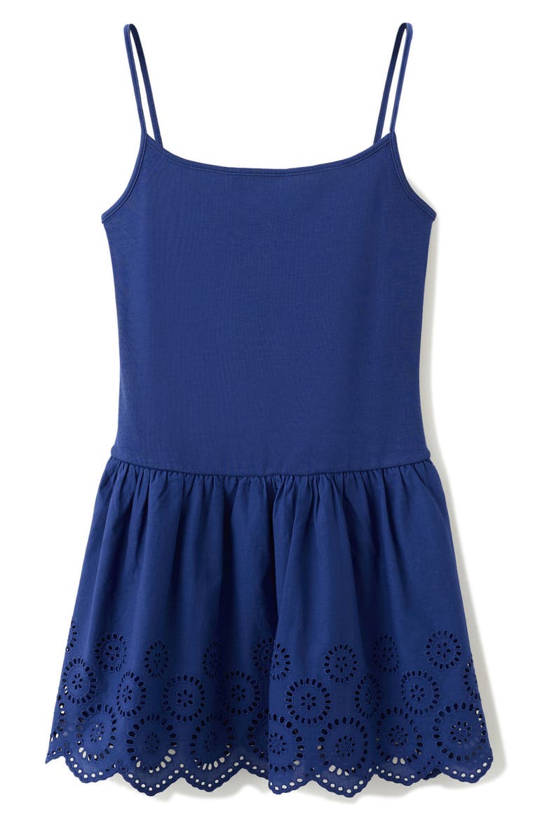 Mixed Media Broderie Anglaise Minidress, Alternate, color, BLUE
