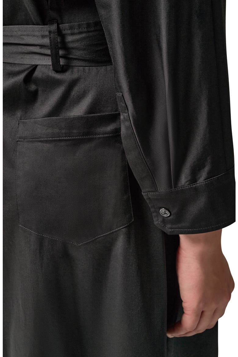 Drawstring Waist Stretch Midi Shirtdress, Alternate, color, BLACK