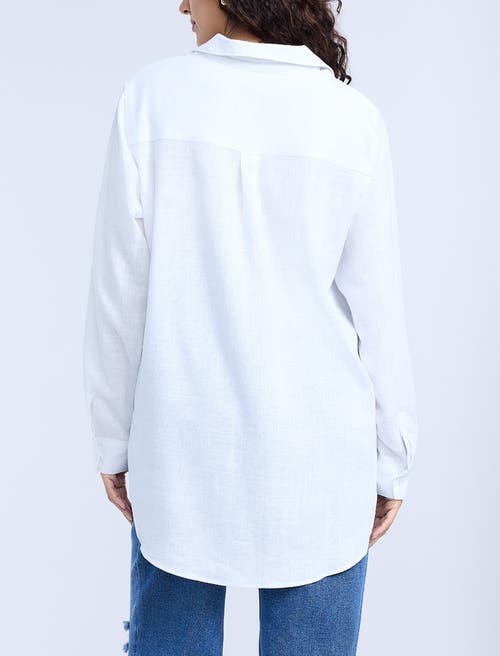 Motherhood Maternity Long Sleeve Button-up Poplin Shirt In White