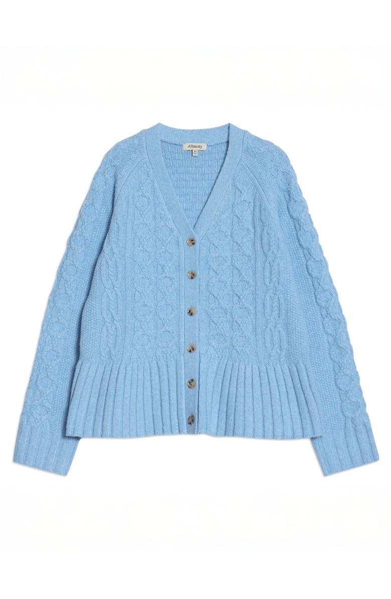 Albaray Cable Peplum Cardigan, Alternate, color, Blue