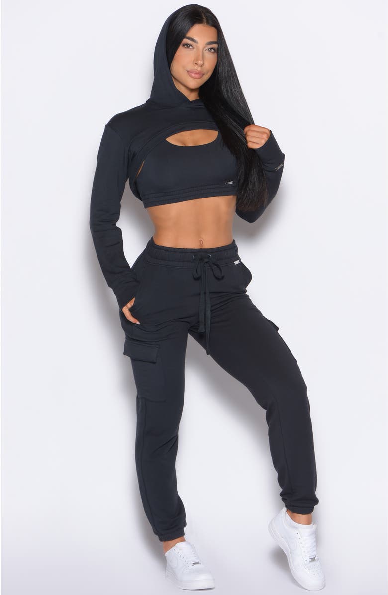 Bombshell Sportswear Sweat Bolero Hoodie, Alternate, color, Vintage Black