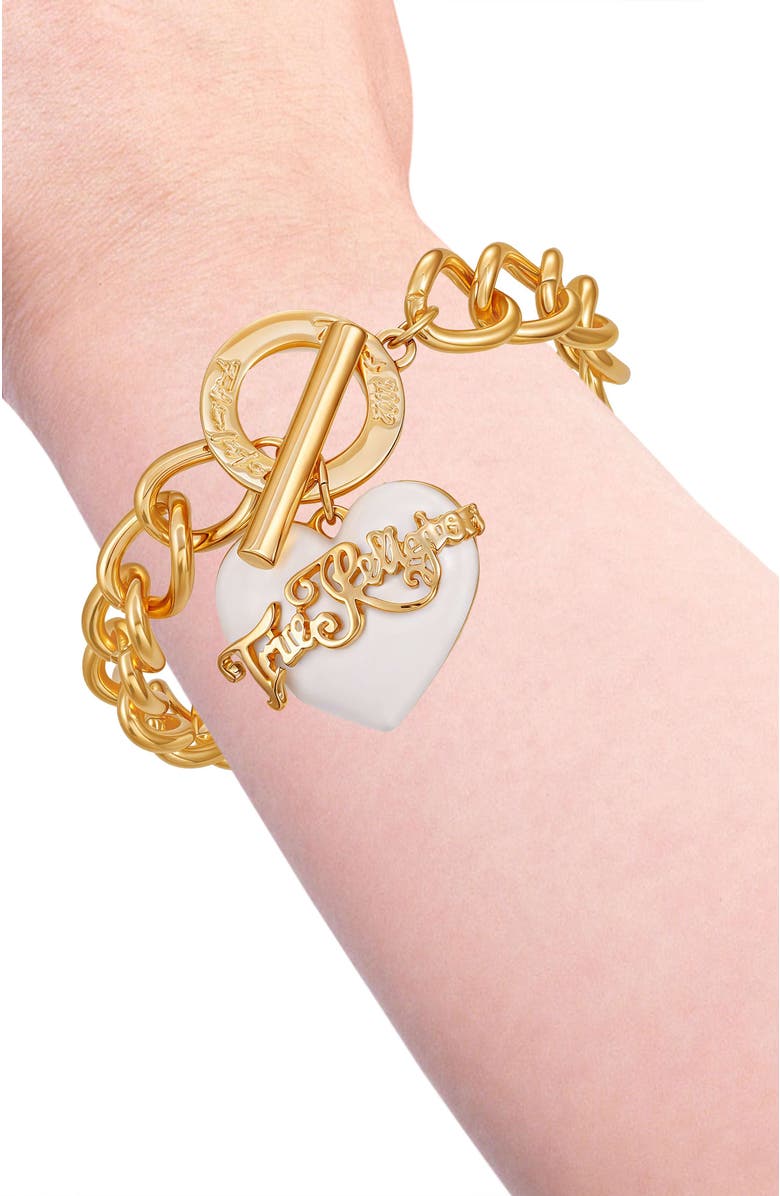 True Religion Chunky heart charm bracelet, Alternate, color,