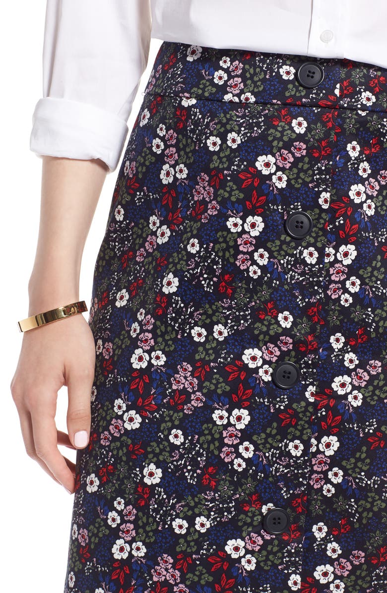 1901 Button Front Floral Skirt, Alternate, color, 