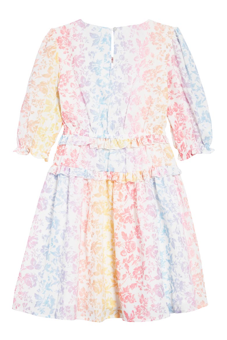 Kids' Floral Print Ruffle Peasant Dress, Alternate, color, MULTI