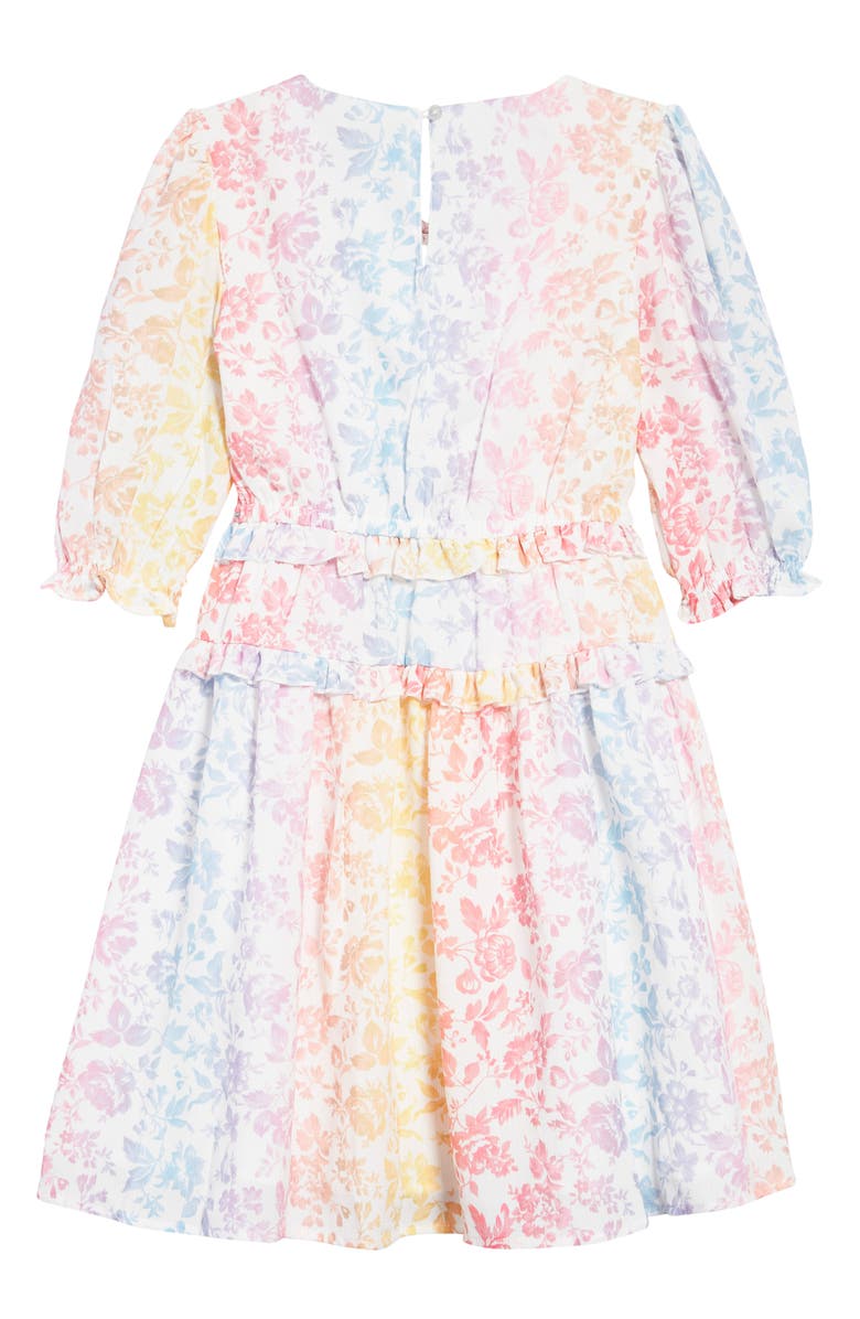 BCBG Kids' Floral Print Ruffle Peasant Dress, Alternate, color, 