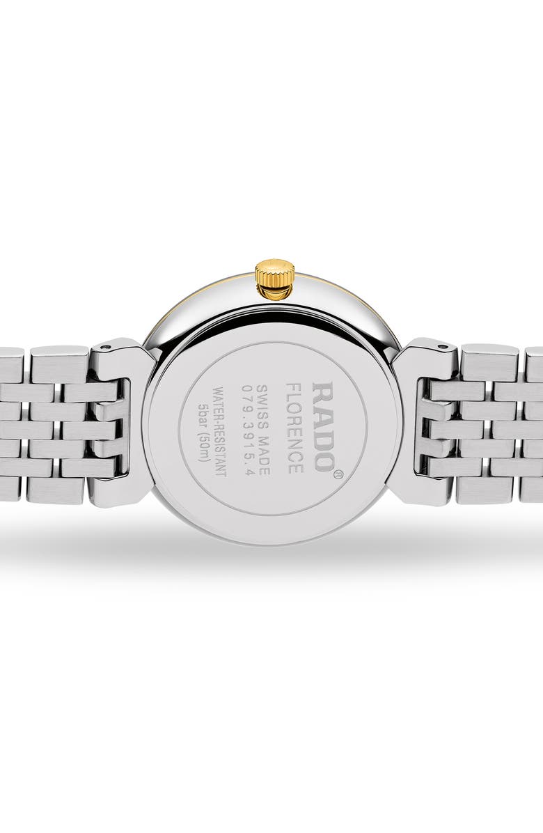 RADO Florence Diamond Bracelet Watch, 30mm, Alternate, color, Silver / Gold