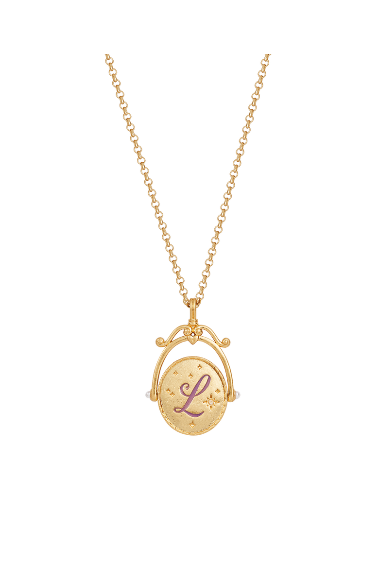 Fable England L Initial Lavender Gold Spinner Chain Necklace, Main, color, Gold