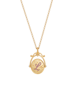 Fable England L Initial Lavender Gold Spinner Chain Necklace