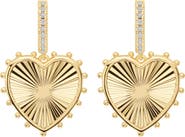 ATHRA LUXE Dolcle Sole Fluted Heart Drop Hoop Earrings