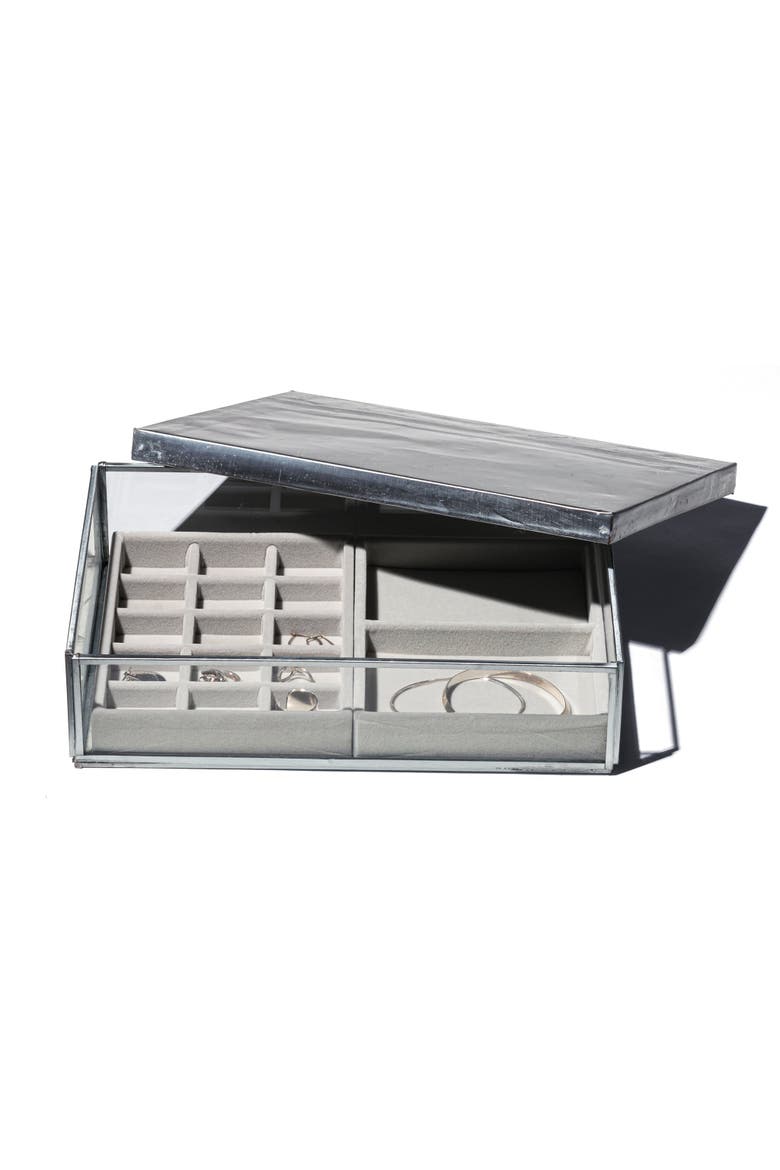 Jewelry Glass Box W/Recycle Steel Lid, Alternate, color, Steel