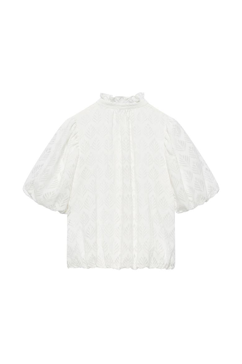 Jacquard Ruffle Blouse, Alternate, color, White