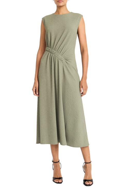 Shirred Waist Midi Dress