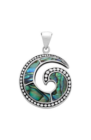 Samuel B. Silver 6.30 Ct. Tw. Abalone G Shape Pendant In Multi