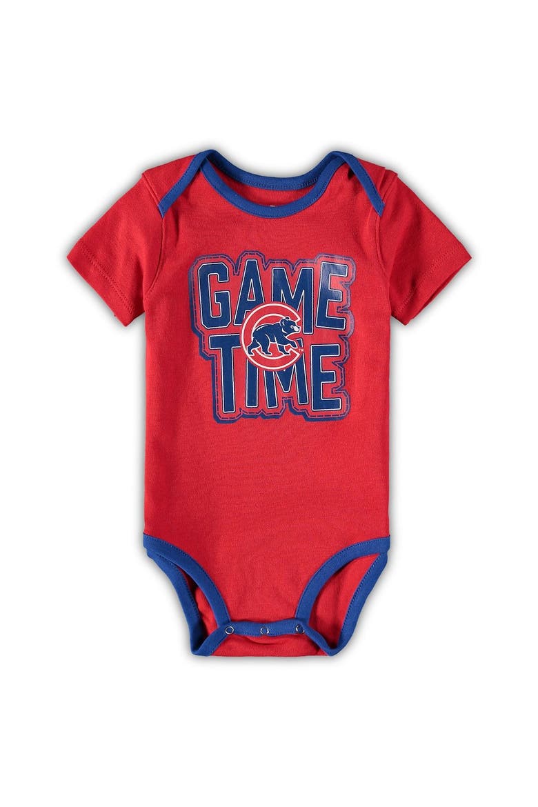 Newborn & Infant Chicago Cubs Royal/Red/Heathered Gray Game Time Three-Piece Bodysuit Set, Alternate, color, Royal