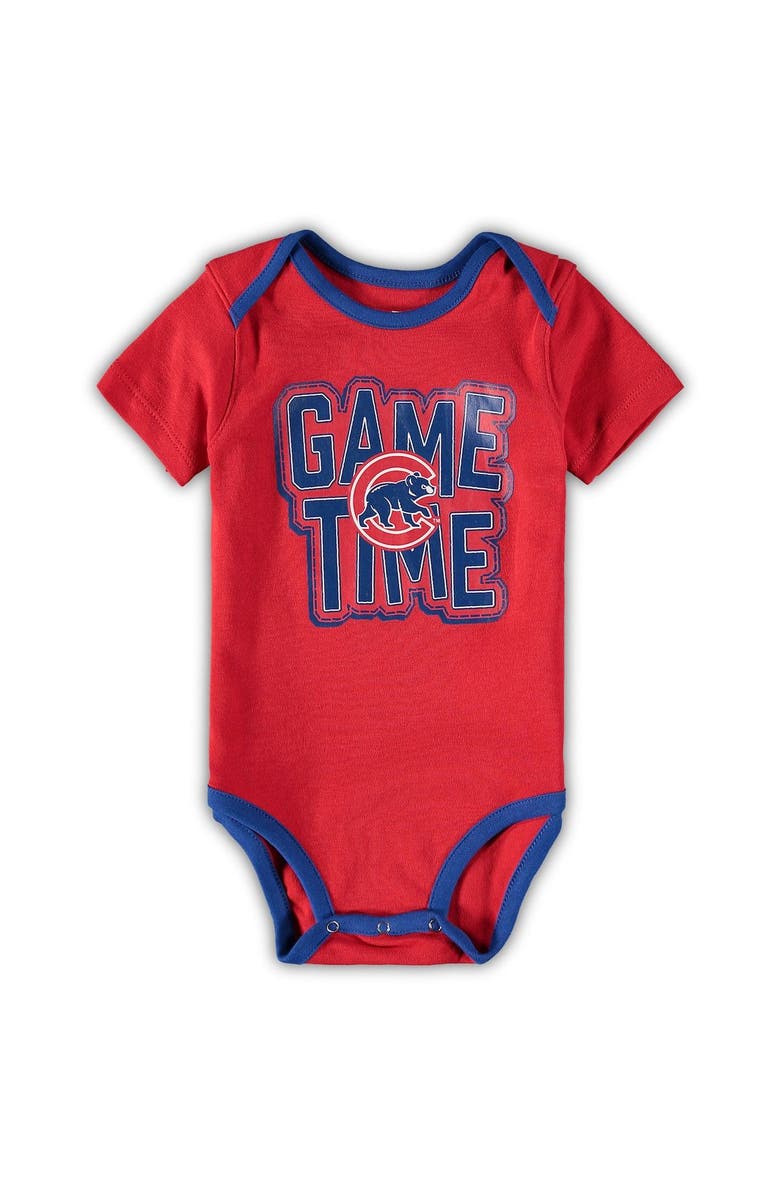 Outerstuff Newborn & Infant Chicago Cubs Royal/Red/Heathered Gray Game Time Three-Piece Bodysuit Set, Alternate, color, Royal