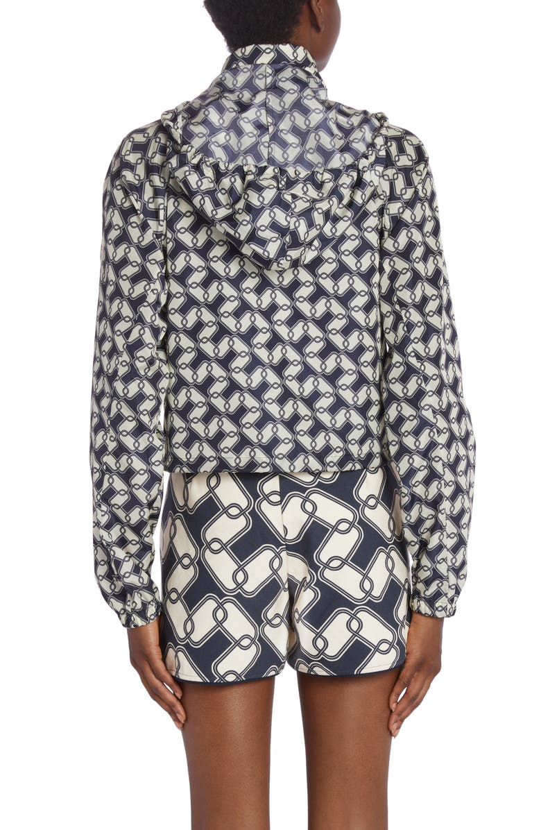 Moncler Marpessa Chain Link Print Hooded Windbreaker, Alternate, color, 