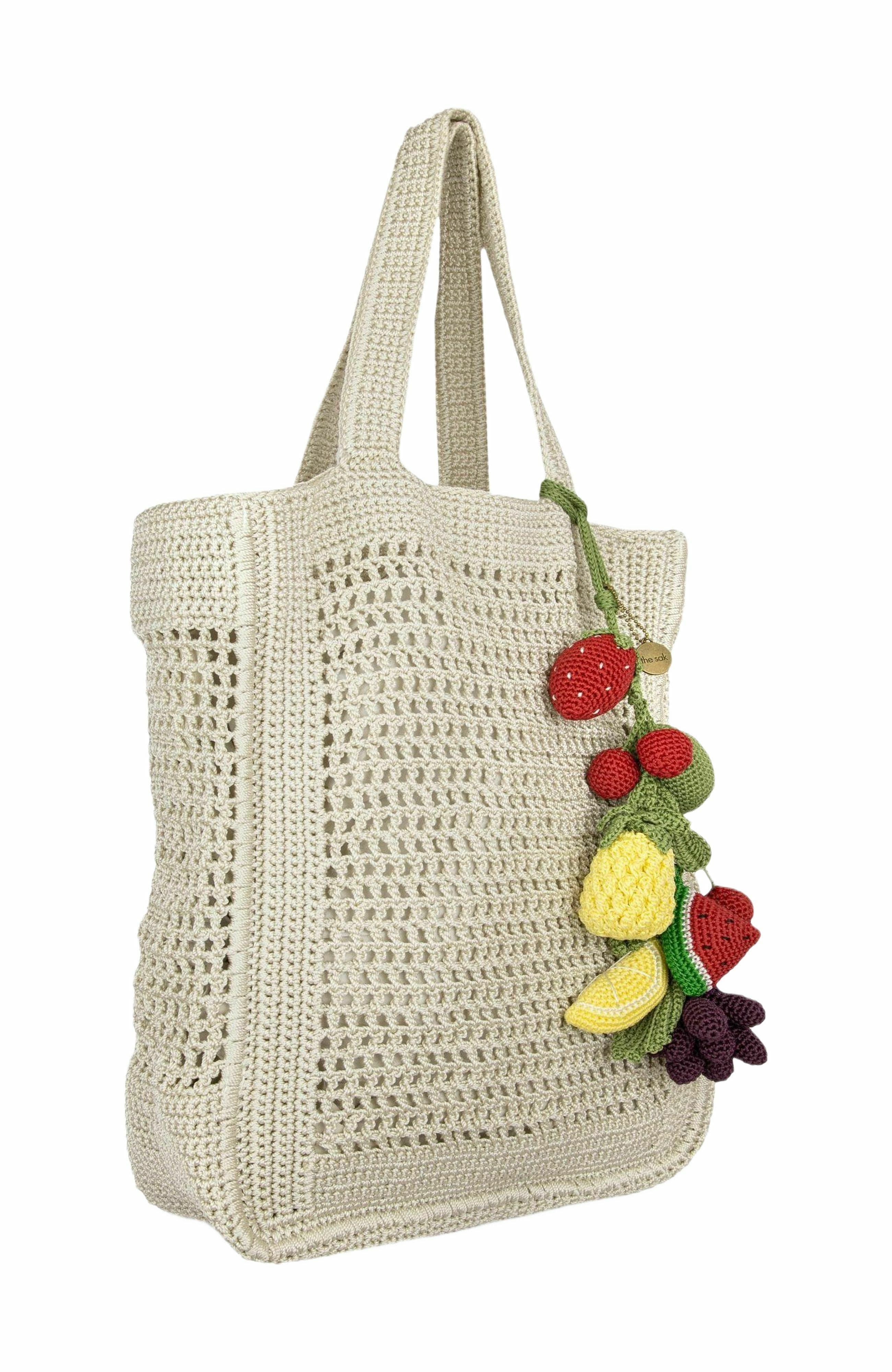Lanie Market Tote Hand Crochet Bag, Alternate, color, Natural Fruit