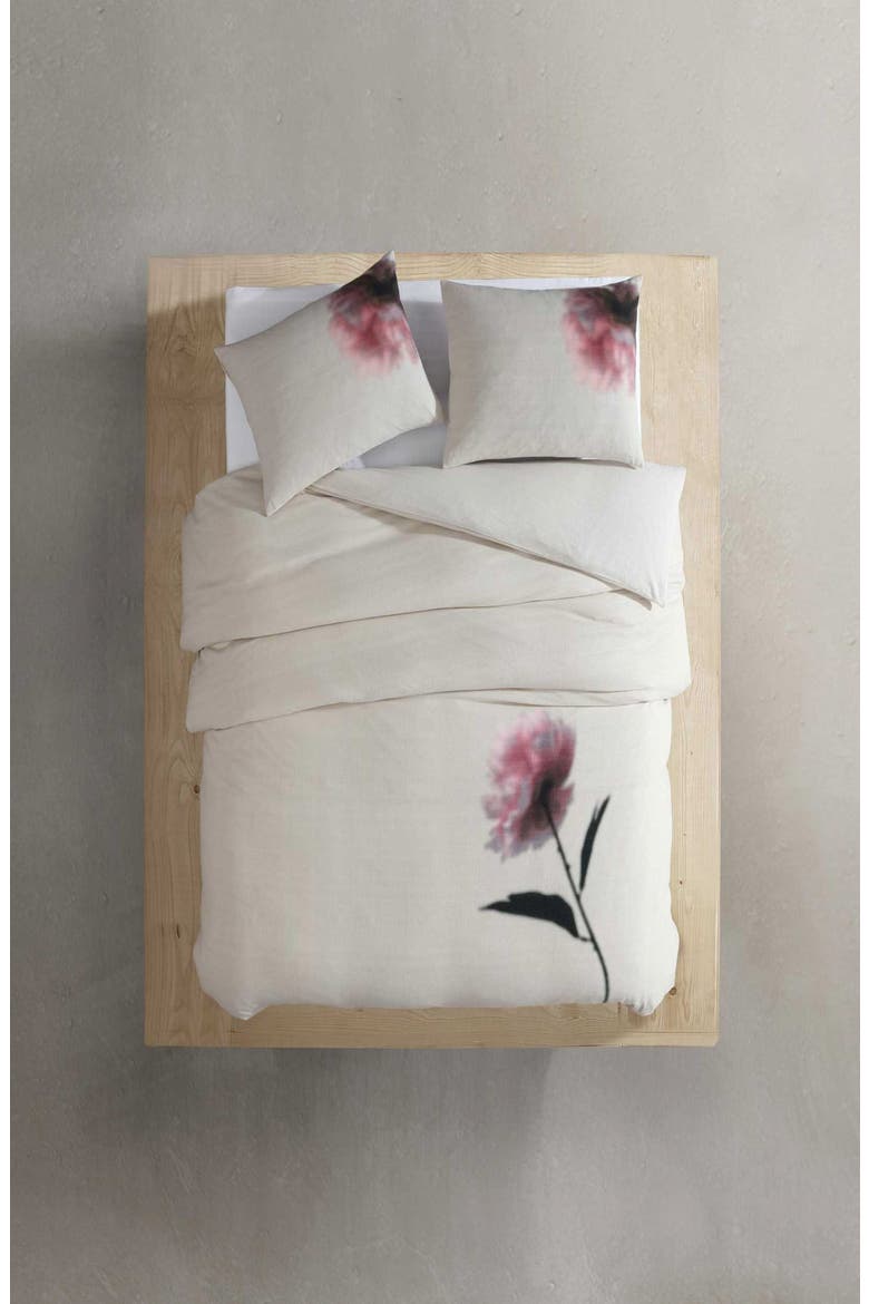 Peony Print 3-Piece Duvet Set, Alternate, color, LIGHT BEIGE