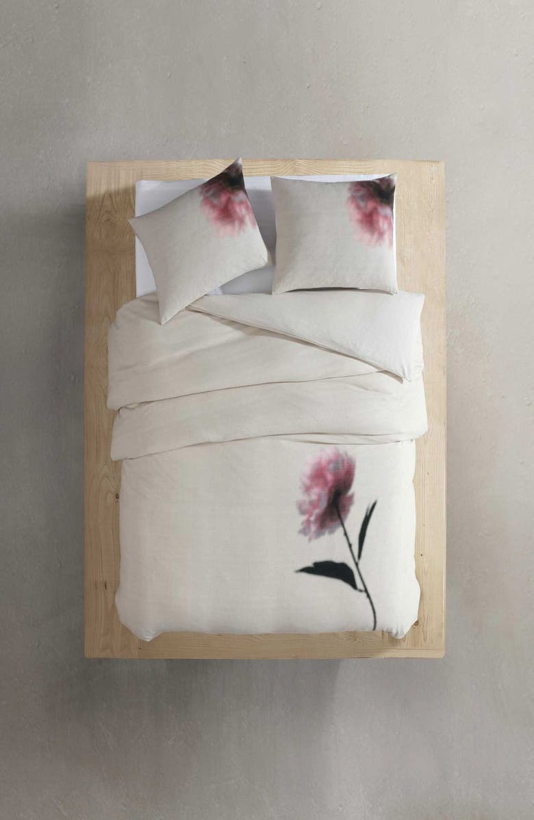 Calvin Klein Peony Print 3-Piece Duvet Set, Alternate, color, Light Beige