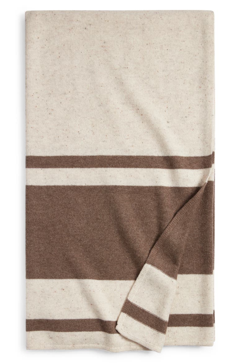 Stripe Wool & Cashmere Throw Blanket, Main, color, BEIGE OATMEAL MULTI