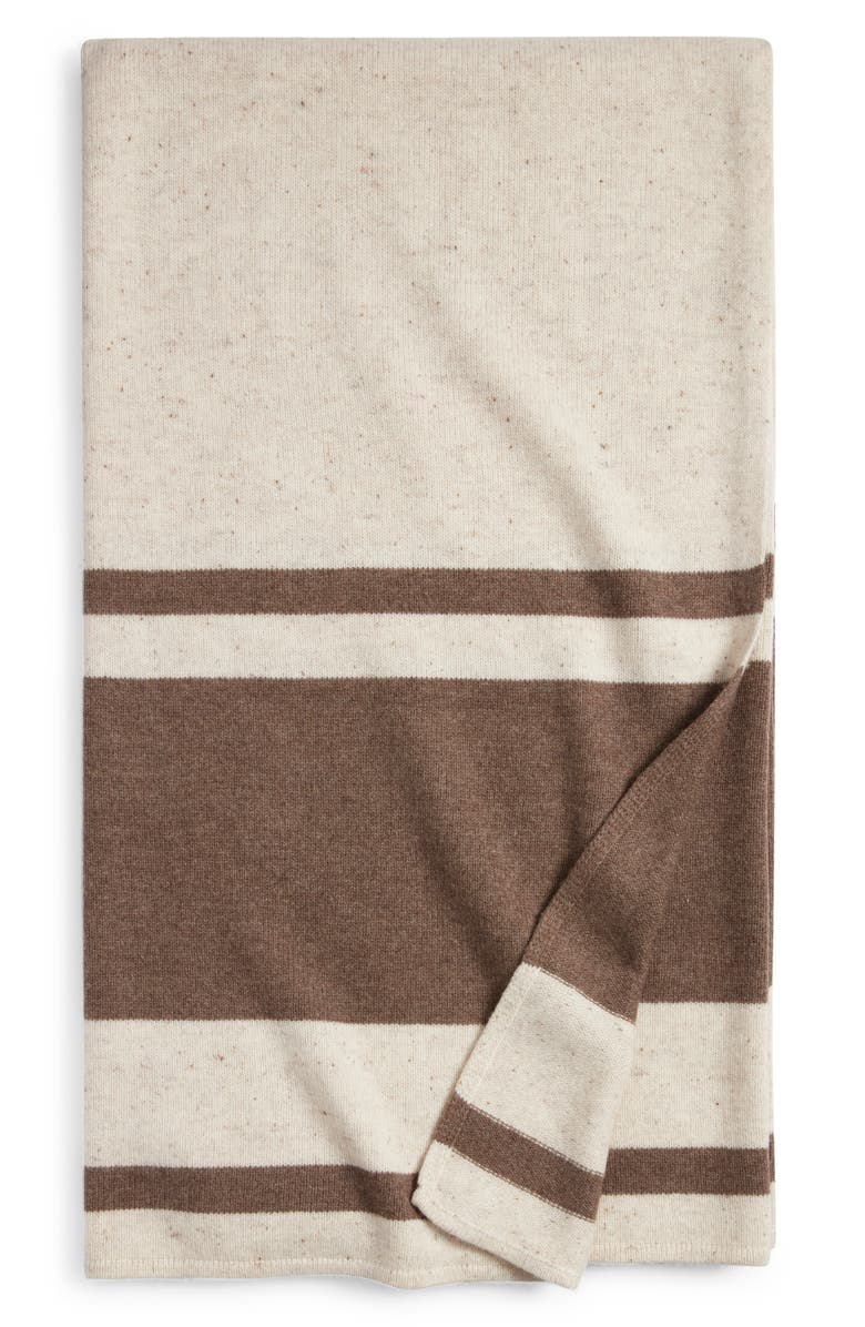 Nordstrom Stripe Wool & Cashmere Throw Blanket, Main, color, Beige Oatmeal Multi