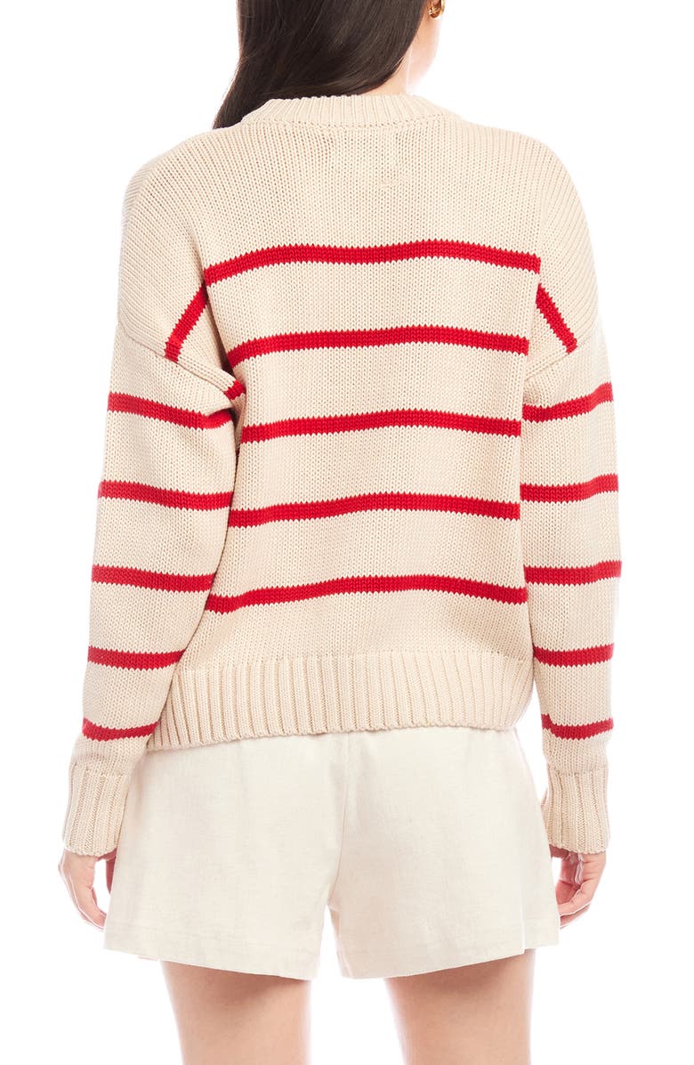 FIFTEEN TWENTY Luca Stripe Crewneck Sweater, Alternate, color, Beige/ Red Stripe