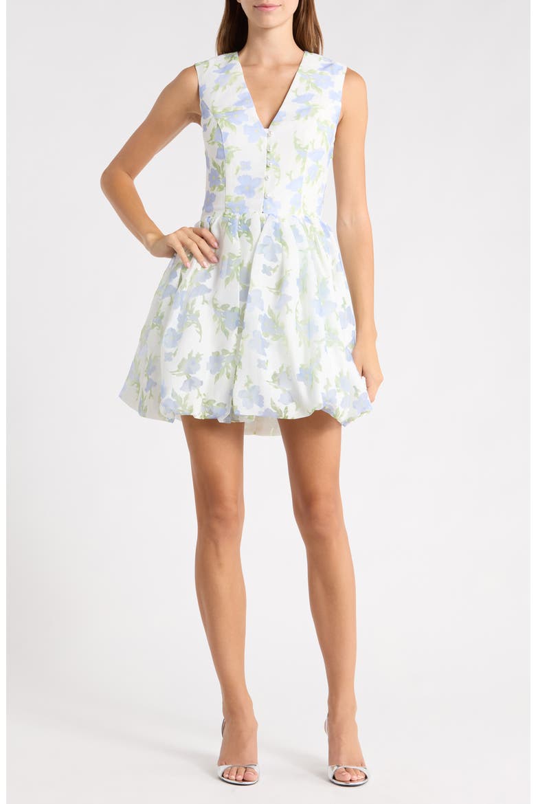 Cleo Bubble Minidress, Main, color, IVORY FLORAL PRINT