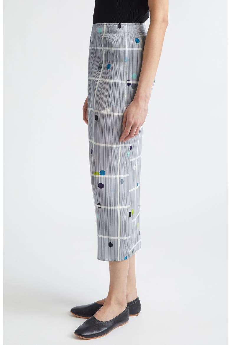 Crossing Dots Print Pleated Midi Skirt, Alternate, color, LIGHT GRAY